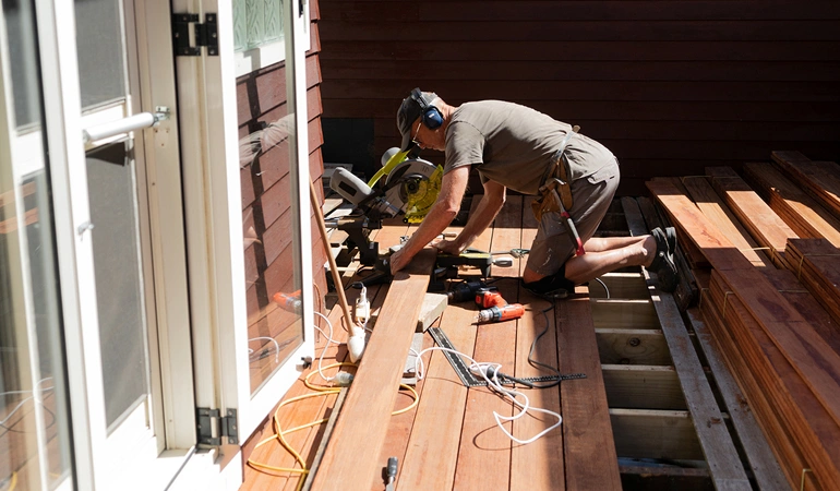 Professional residential repair team at work