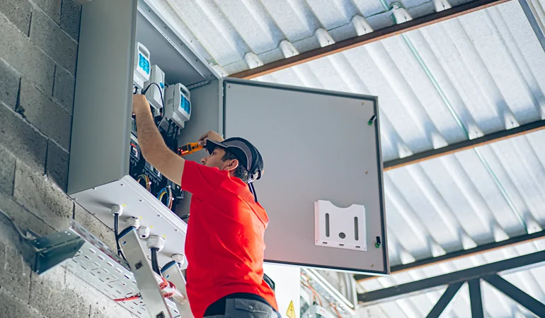 Electrical panel installation in a Sacramento building