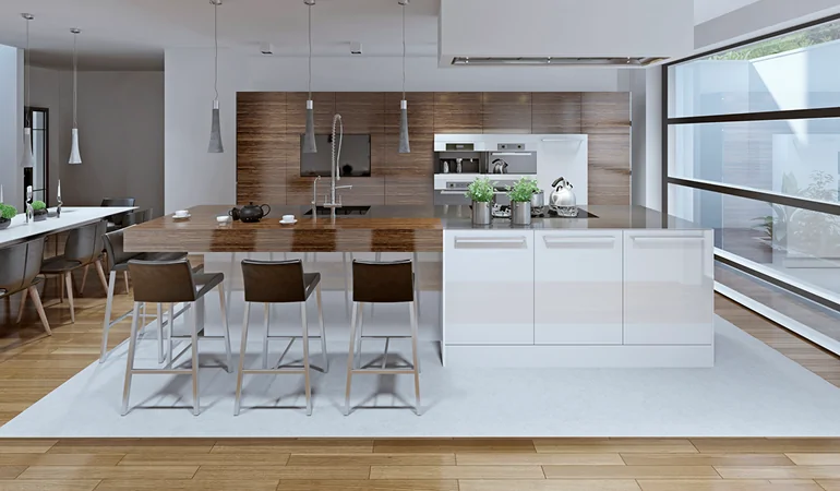 Kitchen design with natural wood accents by Hopson Construction