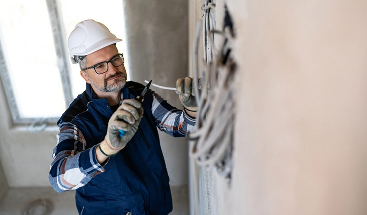 Residential electrician repairing electrical panel