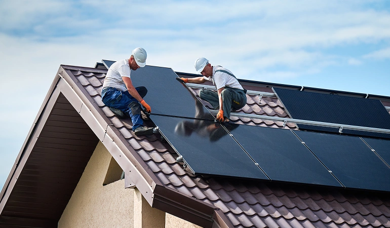 Professional residential repair team at work