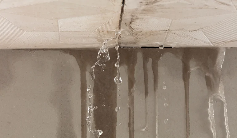 Water damage on ceiling from hidden plumbing leak