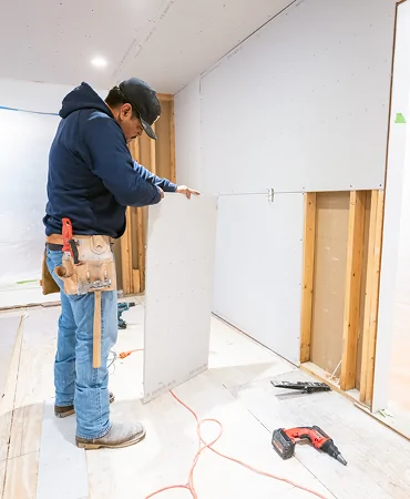 Home interior remodeling with new sheetrock walls