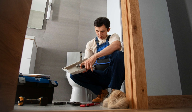 Expert plumber working on residential plumbing in French Camp, CA