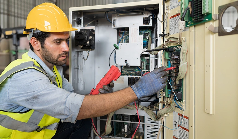 Commercial electrical services in French Camp, CA electrical panel